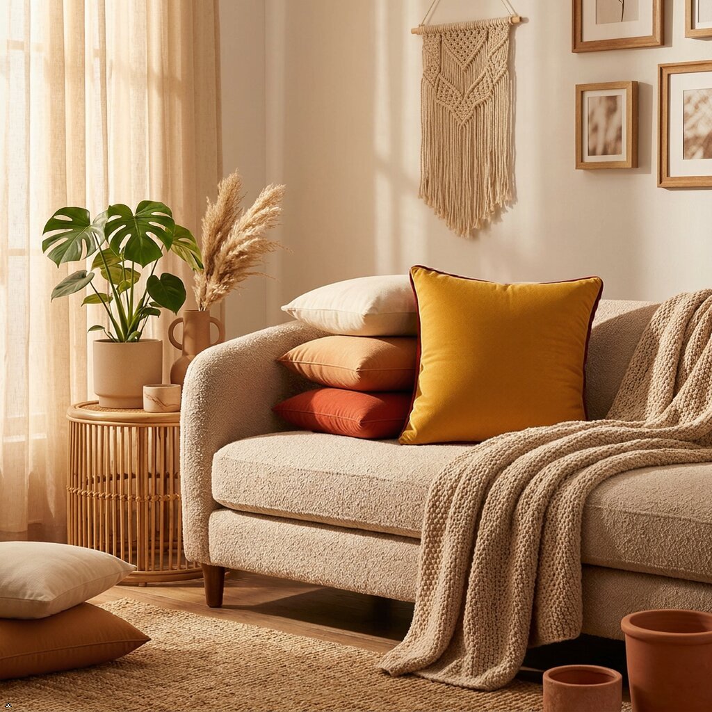 Mustard Yellow Poly Velvet Cushion Cover with Insert – Luxury Soft Throw Pillows for Couch & Living Room