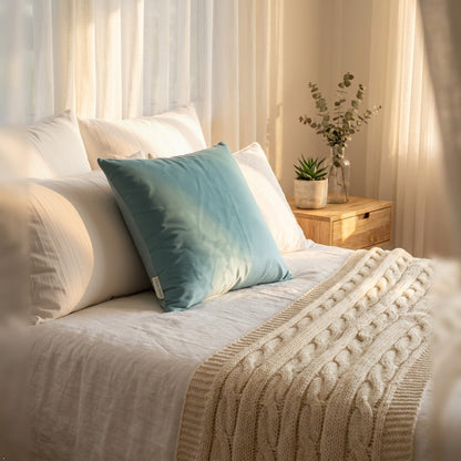 Luxury Poly Velvet Cushion Cover with Polyester Filler Insert – Soft Decorative Throw Pillow for Sofa & Bed