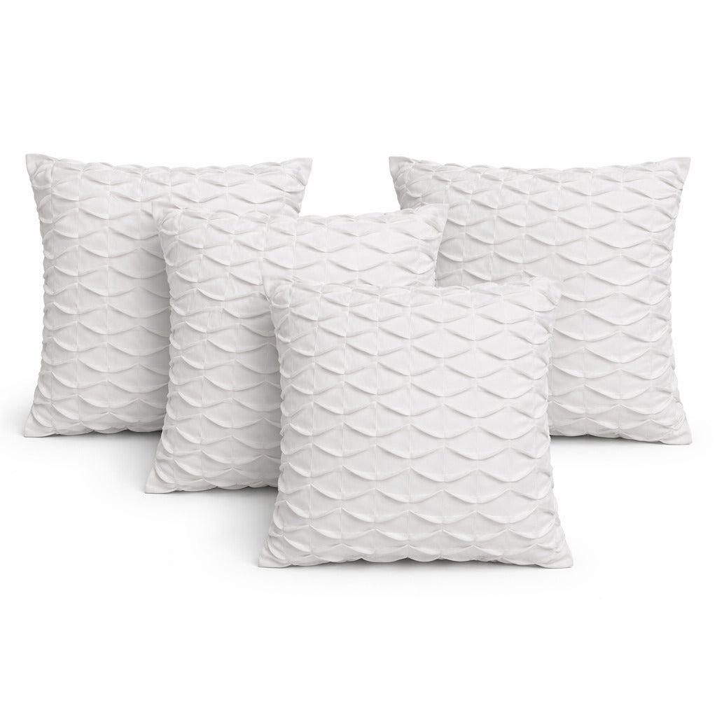 White Microfiber Velvet Cushion Cover with Filler Insert – 18x18 Inch Decorative Throw Pillow