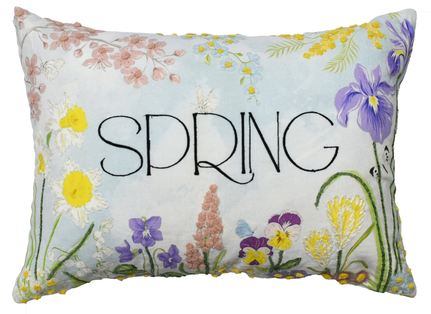 Spring Floral Cotton Cushion with Polyester Filler | Soft Decorative Throw Pillow for Living Room & Bedroom