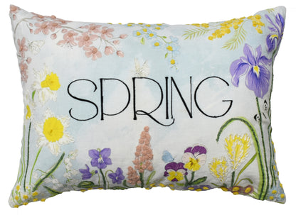 Spring Floral Cotton Cushion with Polyester Filler | Soft Decorative Throw Pillow for Living Room & Bedroom