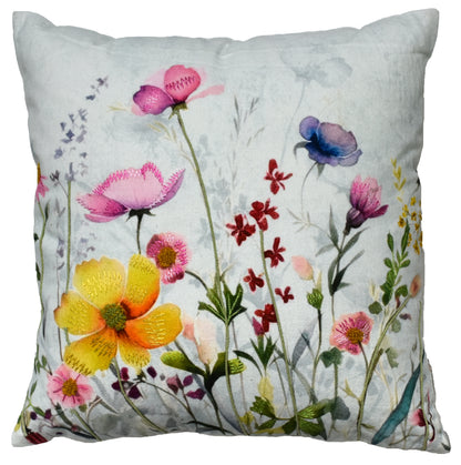Floral Printed Cotton Cushion Cover with Polyester Filled Insert (16x16 Inch)– Decorative Sofa Throw Pillow for Living Room & Bedroom