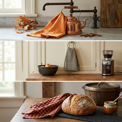 Set of 3 Cotton Kitchen Towels – Absorbent Buffalo Check Dish Towels for Kitchen, Dining & Cleaning – Soft Reusable Farmhouse Tea Towels
