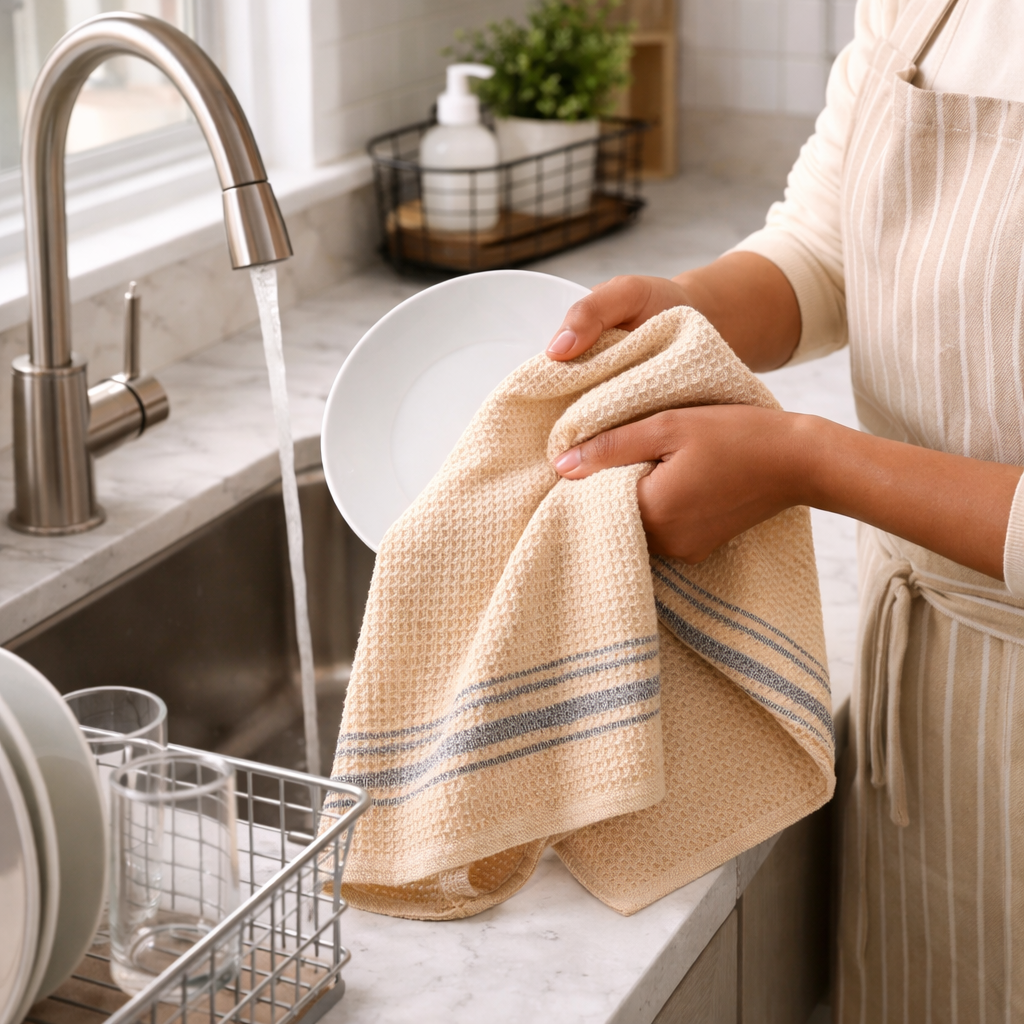 Cotton Waffle Weave Kitchen Towels Set – Ultra Absorbent Dish Towels for Drying & Cleaning