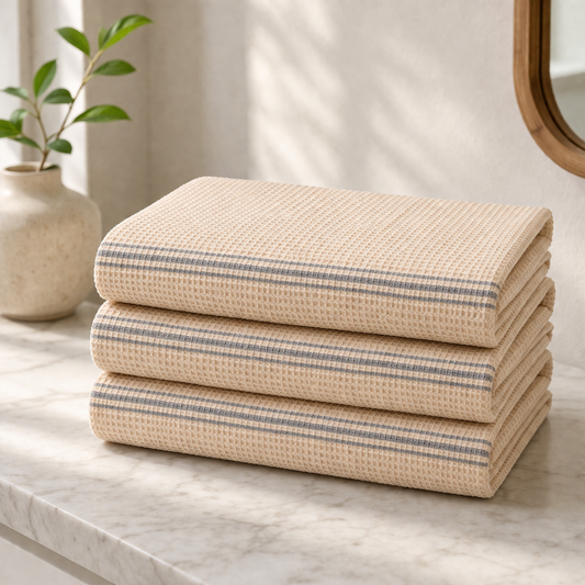 Cotton Waffle Weave Kitchen Towels Set – Ultra Absorbent Dish Towels for Drying & Cleaning