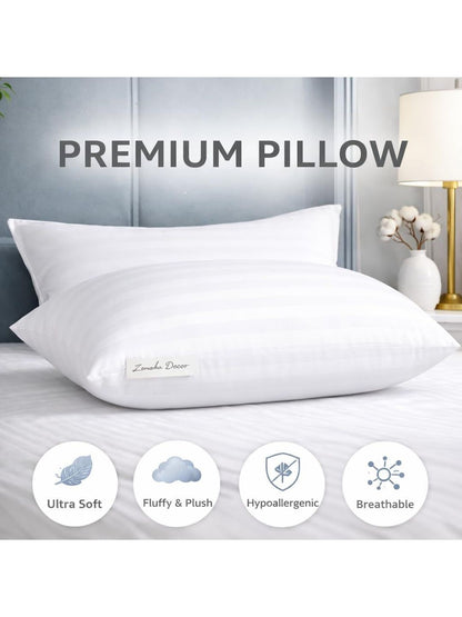 ZENSHA DECOR White Set of 2 Polyester Breathable Sleep Pillows