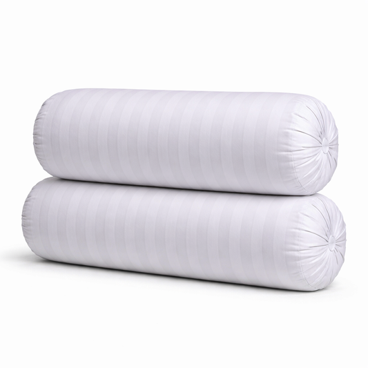 Set of 2 Micro Polyester Fiber Filled Bolster Pillows( 9" Round x 20" Length) | Long Cylindrical Bed Cushions for Body, Neck & Back Support
