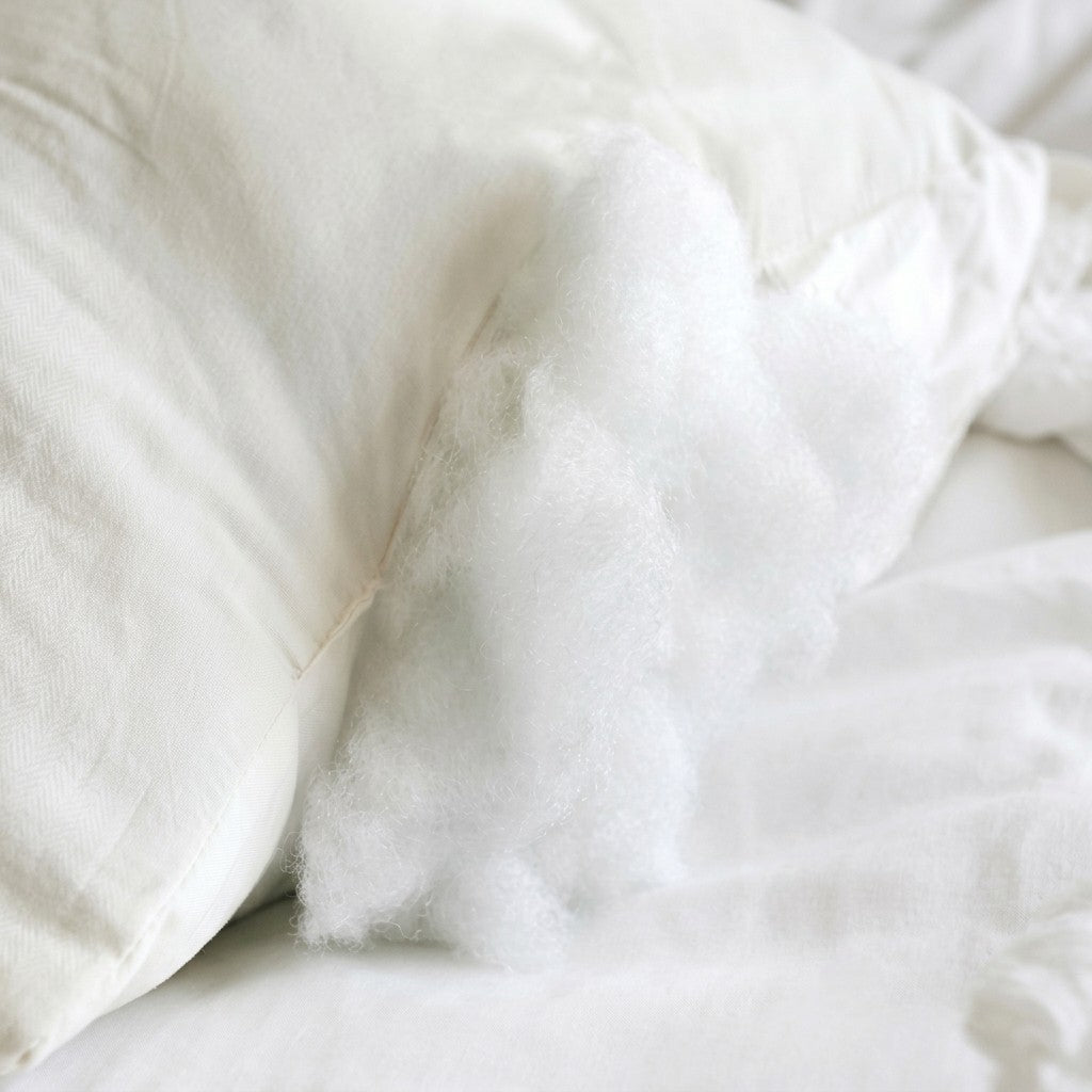 Set of 2 White Striped Bolster Pillows (9x24 inch) – Microfiber Filled Cylindrical Cushions | Bed Support Combo