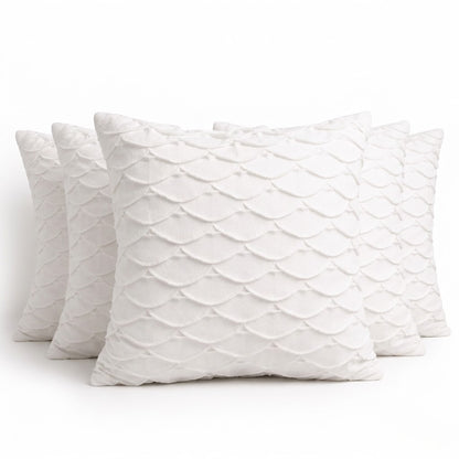 White Microfiber Velvet Cushion Cover with Filler Insert – 18x18 Inch Decorative Throw Pillow