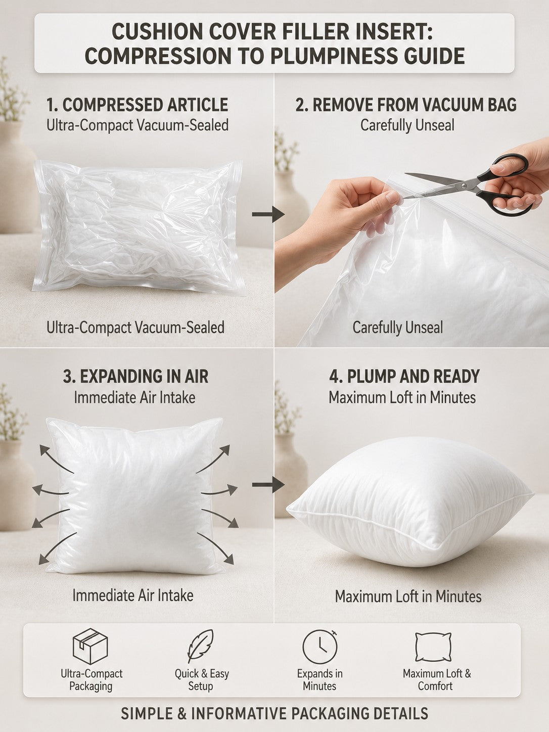 Plain White Polyester Cushion Insert 14x36 Inch – Premium Soft Extra Long Lumbar Pillow Filler for Sofa, Bed, Couch, Bench & Decorative Cushion Covers